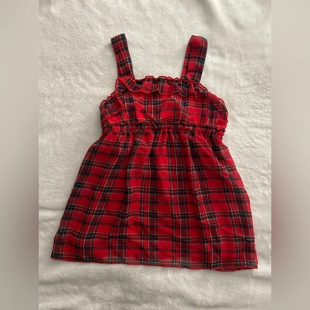 Justice Girls size 8 Vibrant Red and Blue Plaid Shirt